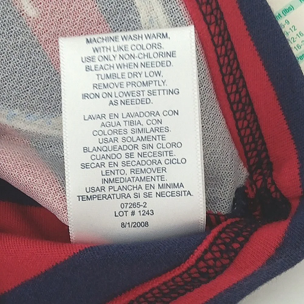 Okie Dokie Striped Red & Blue Boy Baby Outfit Size 6-9 Months Bear Patch 2 Piece - Picture 6 of 12